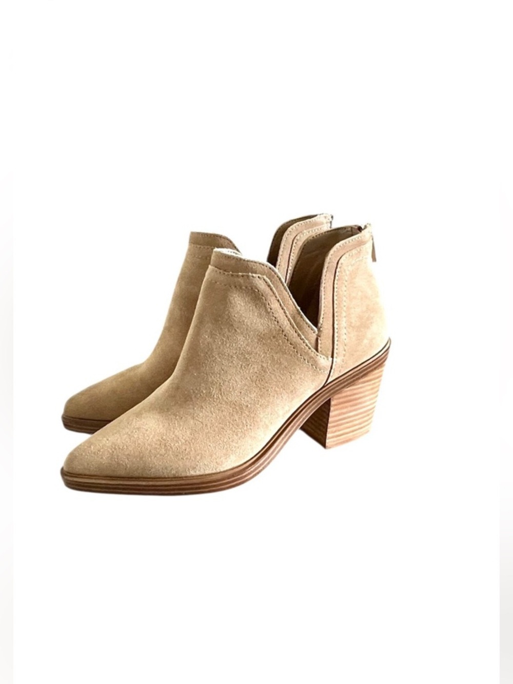 Vince Camuto NEW Riggie Suede Ankle Boots In Tan Size 7.5